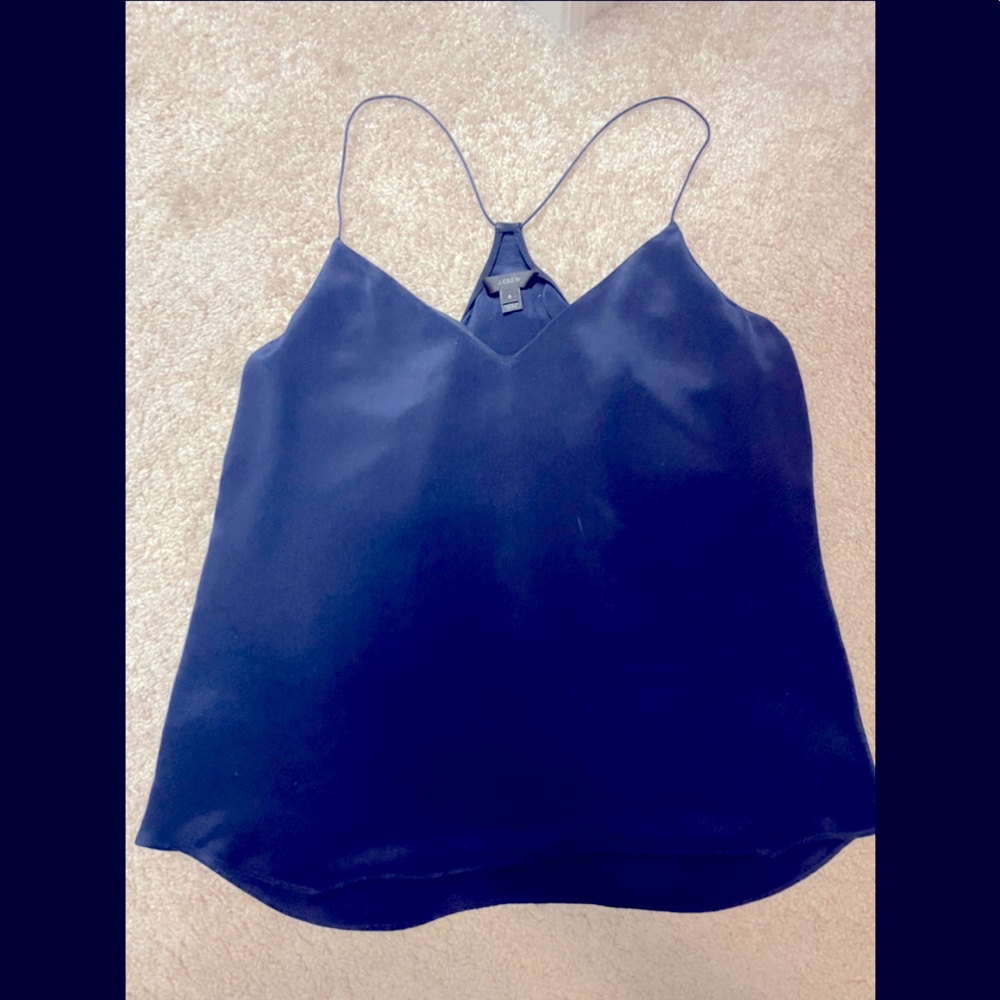J. Crew navy silky cami with v-neckline and racer back